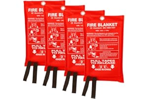 Aksipo Fire Blanket Fiberglass Fire Emergency Suppression Flame Retardant Blanket Emergency Survival Safety Cover for Kitchen Home House Car Office Warehouse, 4 Pack (39.3X 39.3 inch)