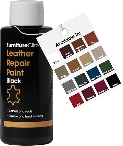 Furniture Clinic Leather Repair Paint & Dye Black 50ml Self Seal Colourant