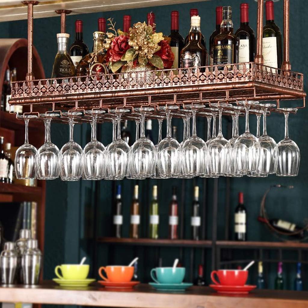 Bar Wine Rack Restaurant WallMounted Wine Bottle Rack，Bronze Hanging