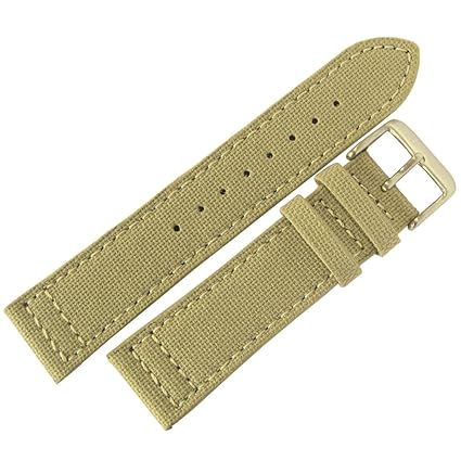 EULIT 20mm Tan Canvas Made in Germany Mens Watch Strap