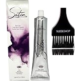 Practice SIeekshop Brush + 𝐒𝐚tin Hair Color, D𝐞v𝐞𝐥o𝐩𝐥us Ultra Vivid Fashion Colors, (NEWEST 2024-2025 VERSION) ALOE VERA BASE Low Ammonia Cream Haircolor Dye (12HLB - High Lift Blue)