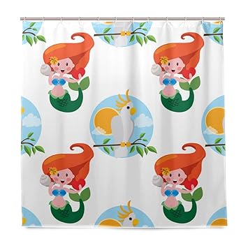 Amazon Com Vantaso Shower Curtains 72x72 Cute Kids Red Hair Green