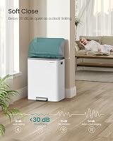 SONGMICS Kitchen Bin 2 x 8 Gal Double Rubbish Bin Stainless Steel Soft Close Lid view 3