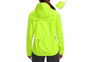 Bikewa Women's Cycling Rain Jackets Waterproof Windbreaker Lightweight Running Windproof Reflective Jacket Packable Hooded