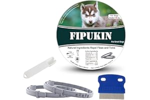 FIPUKIN Natural Ingredients Flea Collar for Small Dogs,Safe and Effective Flea and Tick Collar, Waterproof,8 Months Protection Each, Free Comb and Tick Scoop,13.8 Inches,2-Pack