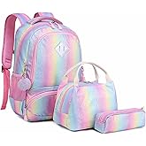 Meisohua School Backpacks Girls Unicorn Backpack with Lunch Bag and Pencil Case Kids 3 in 1 Bookbags School Bag Set