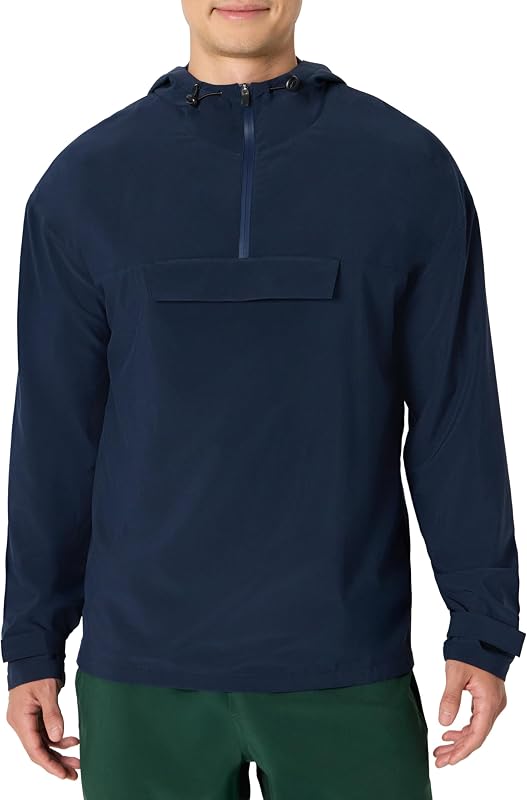 Giacca Sportiva Leggera a Blocchi di Colore in Tessuto Elasticizzato Uomo, Blu Marino, L