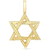 Ioka - 14K Yellow Gold Star of David Charm Tiny Size Jewish Pendant For Necklace or Chain