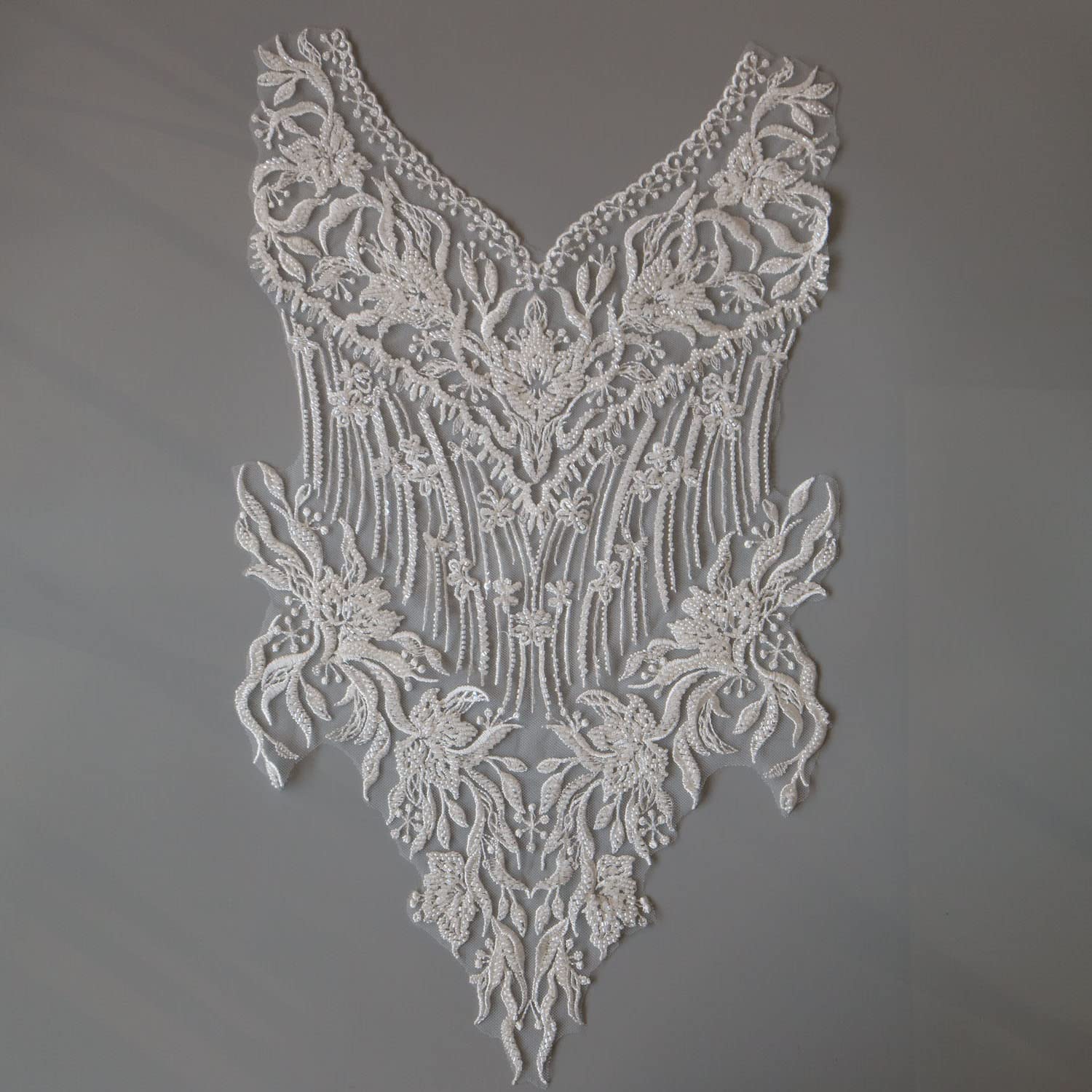 G-RUI Luxury Beaded Embroidery Flower lace Appliques for Wedding Dresses lace Applique Patches for Clothing lace parches ropa