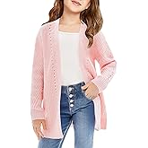 Haloumoning Girls Open Front Cardigan Sweaters Kids Fall Fashion Side Slit Outerwear 5-14 Years
