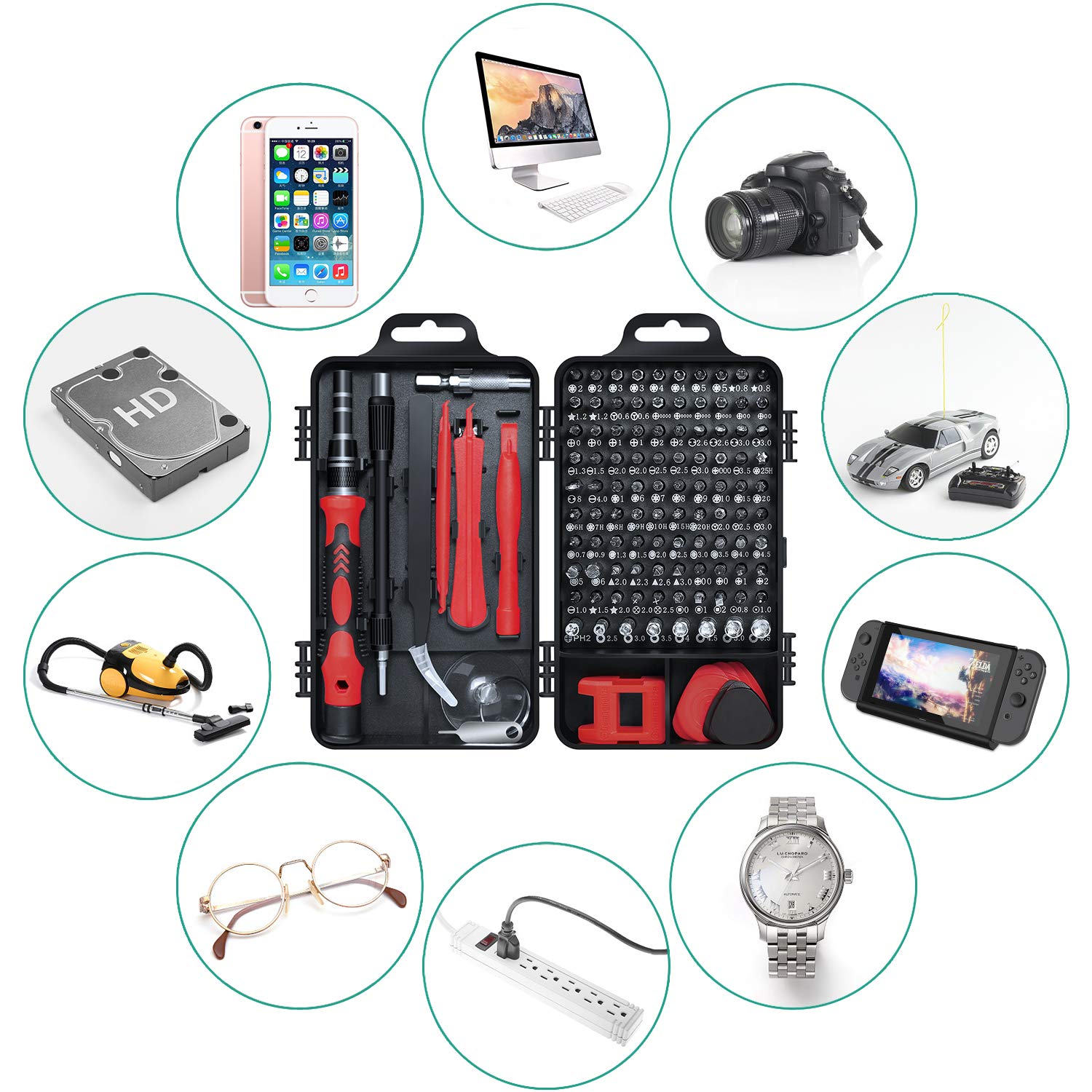 Gocheer Präzisions Schraubendreher Set, 115 in 1 Mini Feinmechaniker Reparatur Werkzeug Set für Elektronik, Smartphone,Laptop, PC, Konsolen, Kamera, Uhrenel