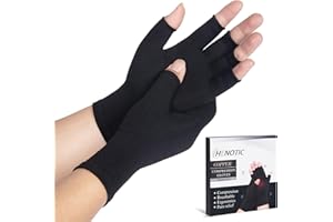 HENOTIC Arthritis Compression Gloves for Women Men, Fingerless Breathable & Moisture Wicking Compression Gloves for Relieving Carpal Tunnel Aches, Rheumatoid Pains, Joint Swell Black M
