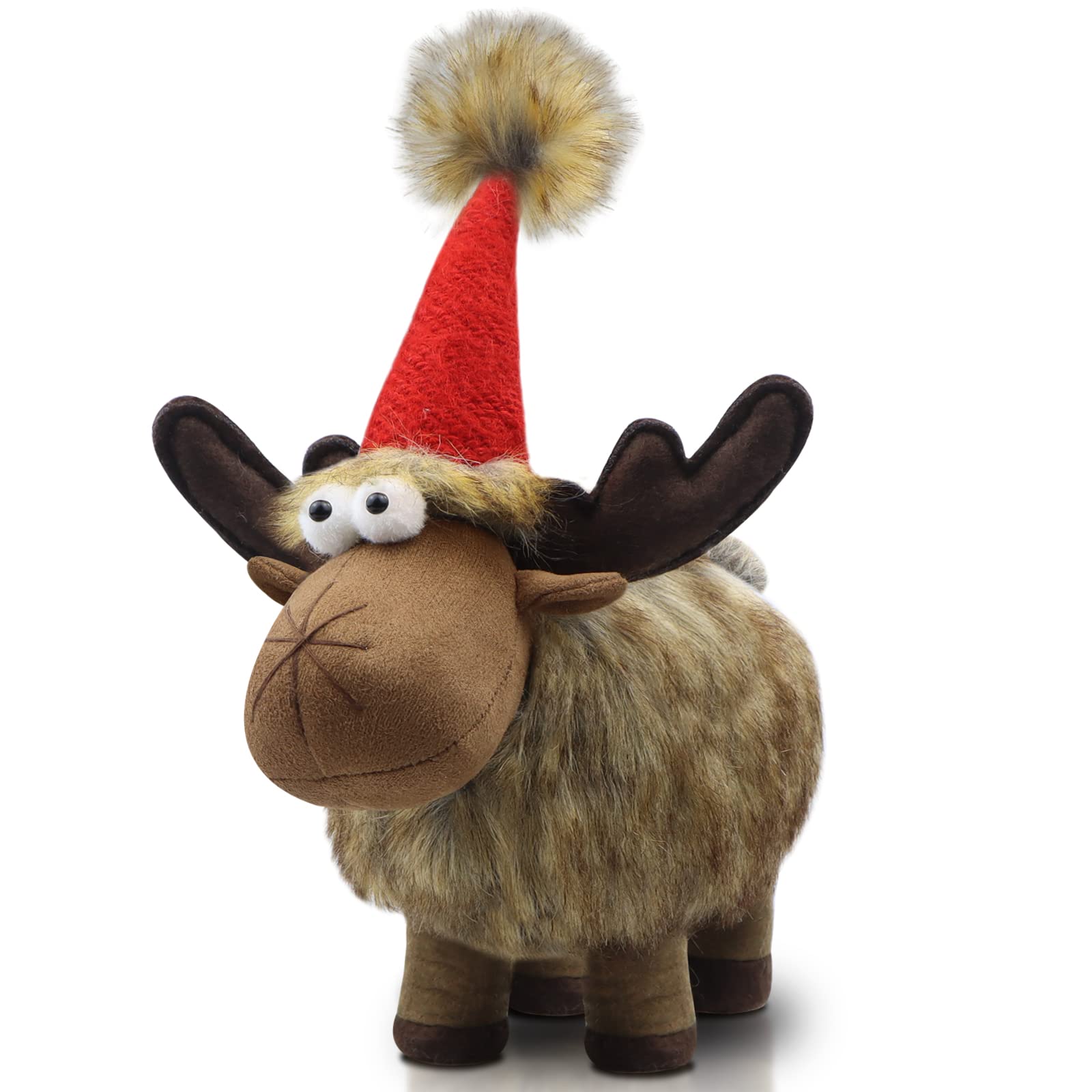 Godeufe Christmas Deer Gnome Xmas Reindeer Decoration,Handmade Swedish Santa Elk Figurines Tomte Xmas Indoor Decorations for Home Farmhouse Tabletop Fireplace Holiday Supply 26cm