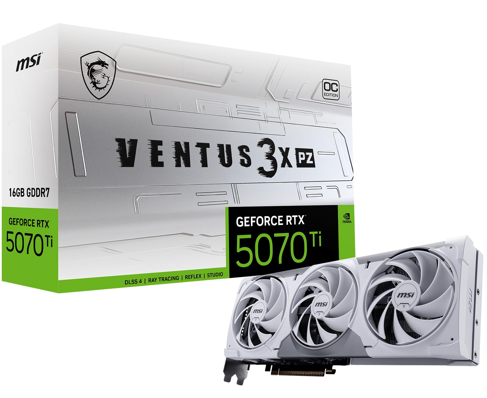 Photo 1 of msi Gaming RTX 5070 Ti 16G Ventus 3X PZ OC Graphics Card (16GB GDDR7, 256-bit, Extreme Performance: 2482 MHz, DisplayPort x 3 2.1a, HDMI 2.1b, NVIDIA Blackwell Architecture)