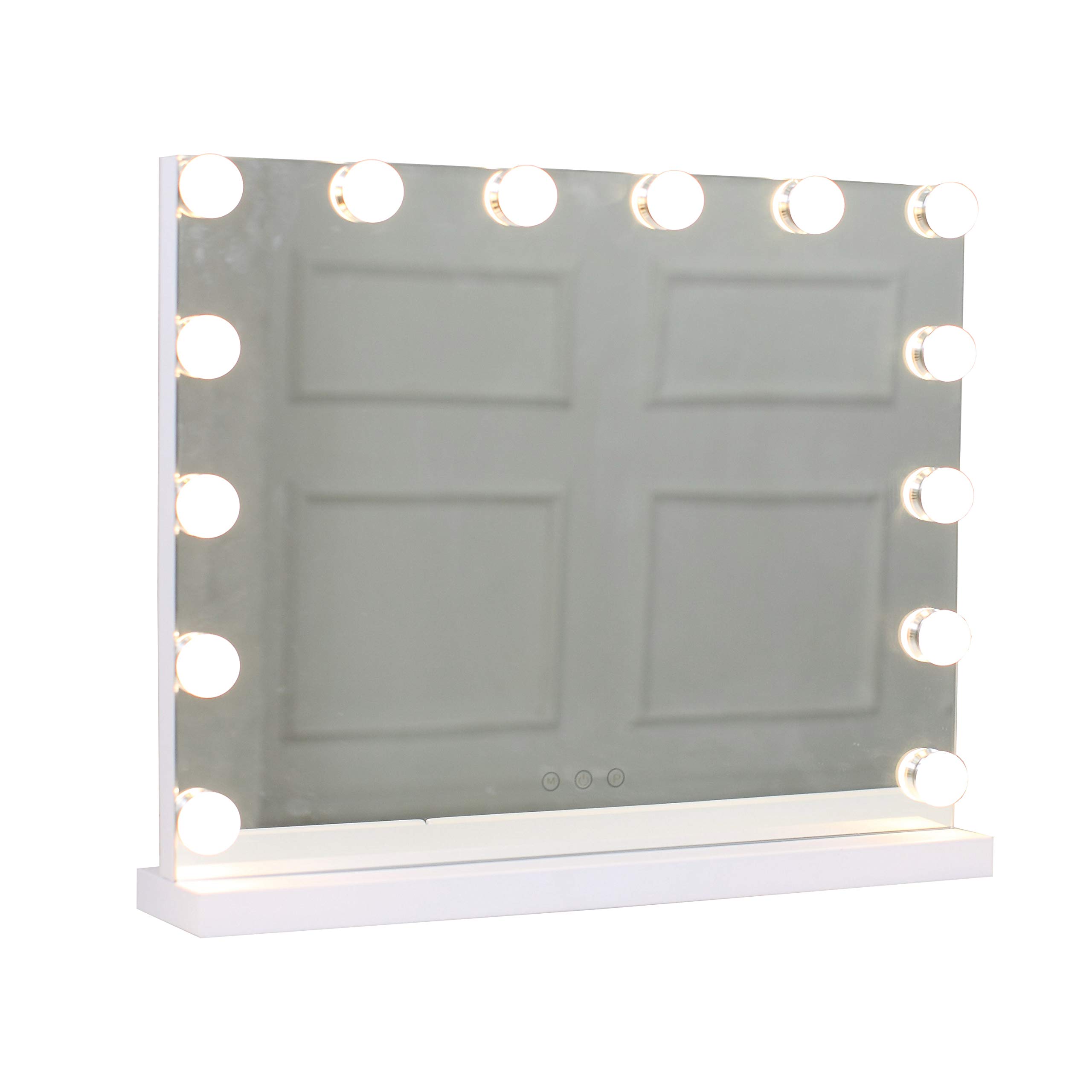At Home Comforts Light Up Hollywood Mirror with Dimmable LED Globe Lights for Makeup, Vanity Table (15 Bulb Landscape)