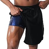 Donason Sauna Shorts for Men Sweat Enhancing Workout Shorts 2 in 1 Quick-Dry Athletic Shorts for Fat Burning Gym Sauna