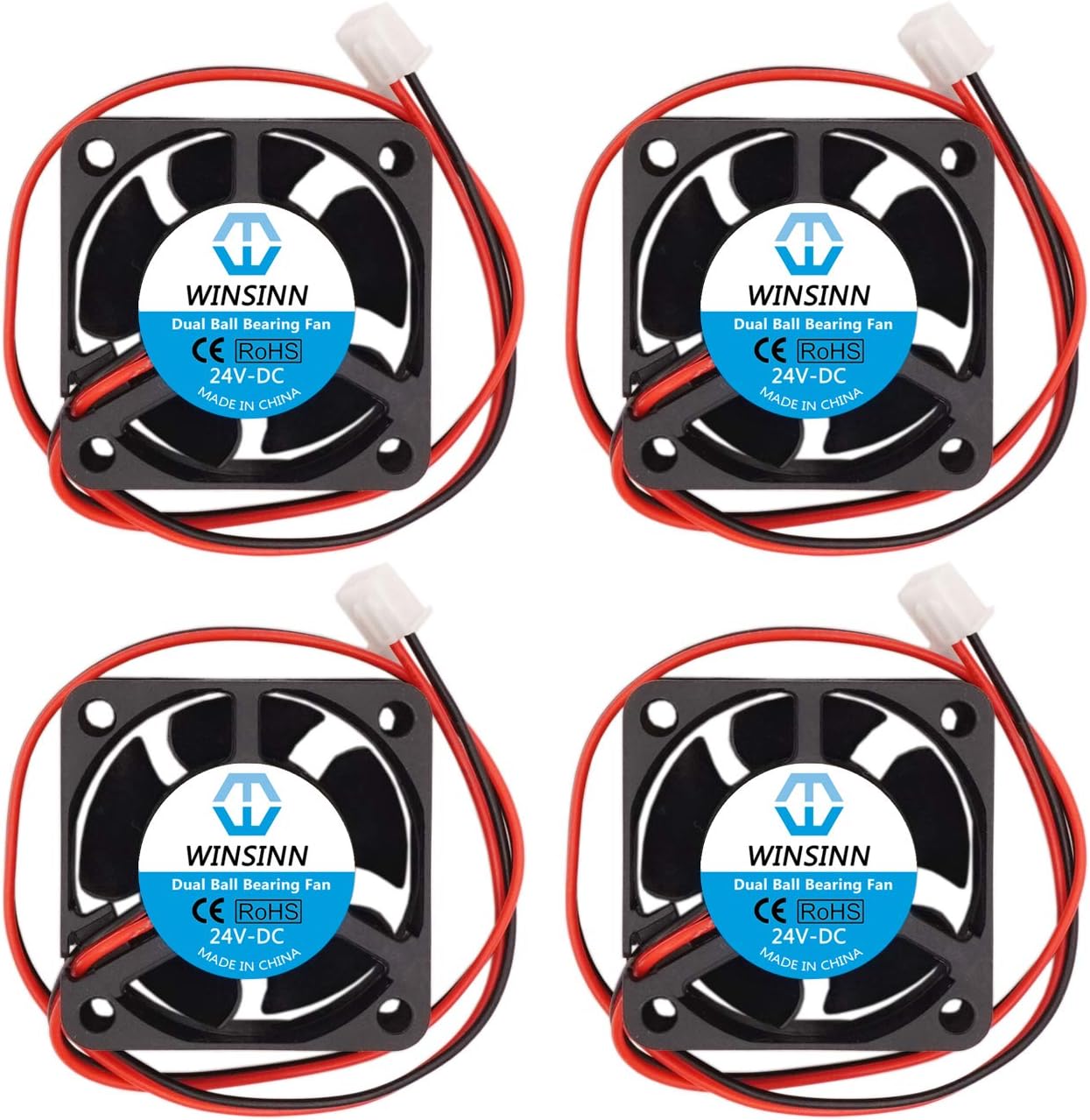WINSINN 40mm Fan 24V Dual Ball Bearing Brushless 4020 40x20mm for Cooling Creality Ender 3 / Pro - High Speed (Pack of 4Pcs)