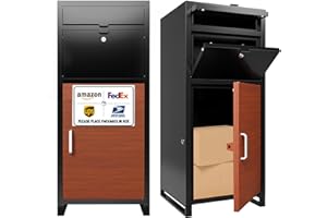 KARINI Large Parcel Drop Box with Mailbox Outdoor Package Delivery Boxes for Outside 36.6" H Anti-Theft and Waterproof Deliveries Box for Yard Garden Patio Home Porch Curbside