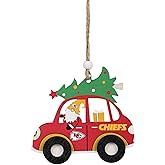 FOCO NFL Kansas City Chiefs Wooden Car Ornament with Tree – Officially Licensed Holiday Decoration