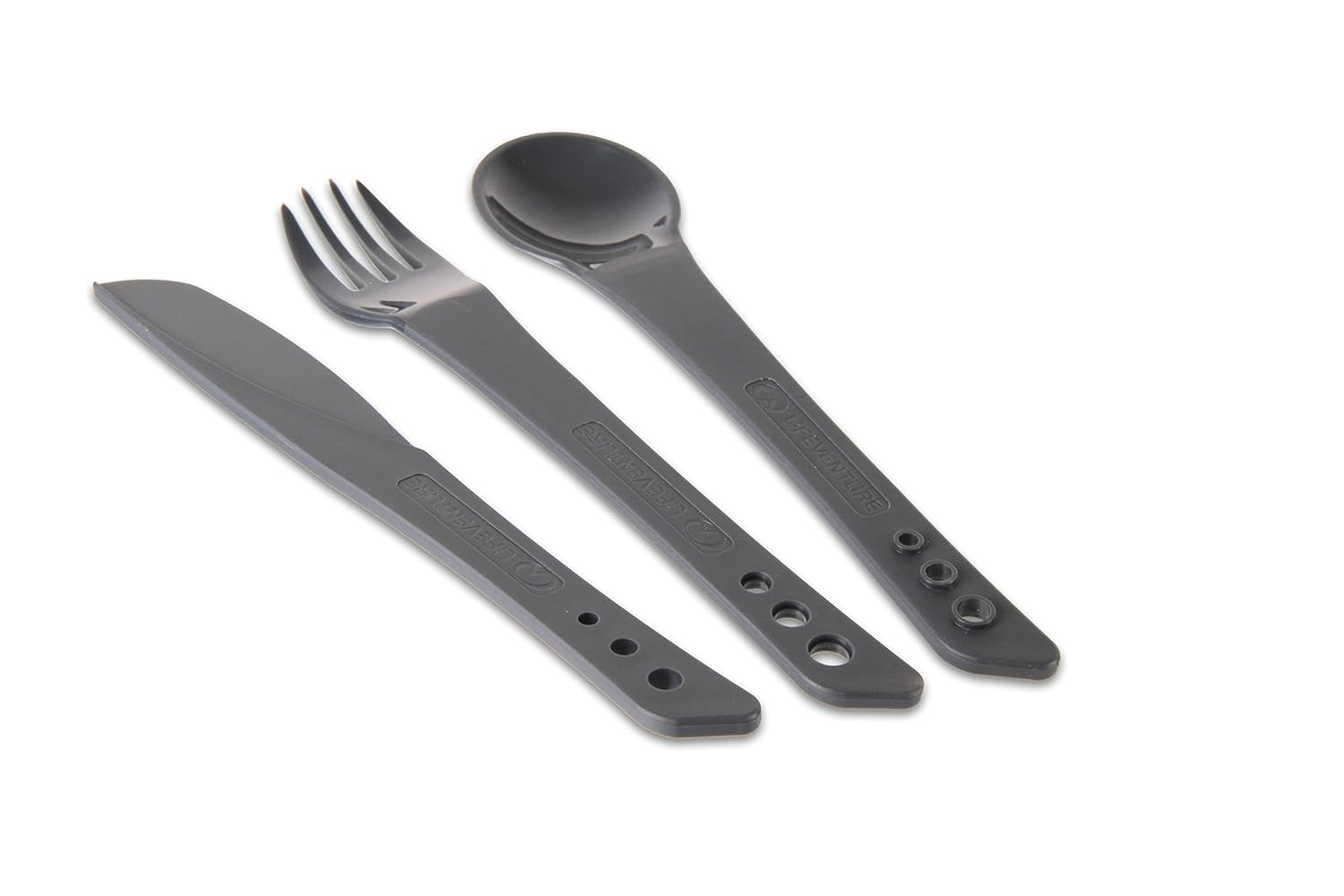 Lifeventure Ellipse Plastic Knife, Fork & Spoon Graphite Amazon.co