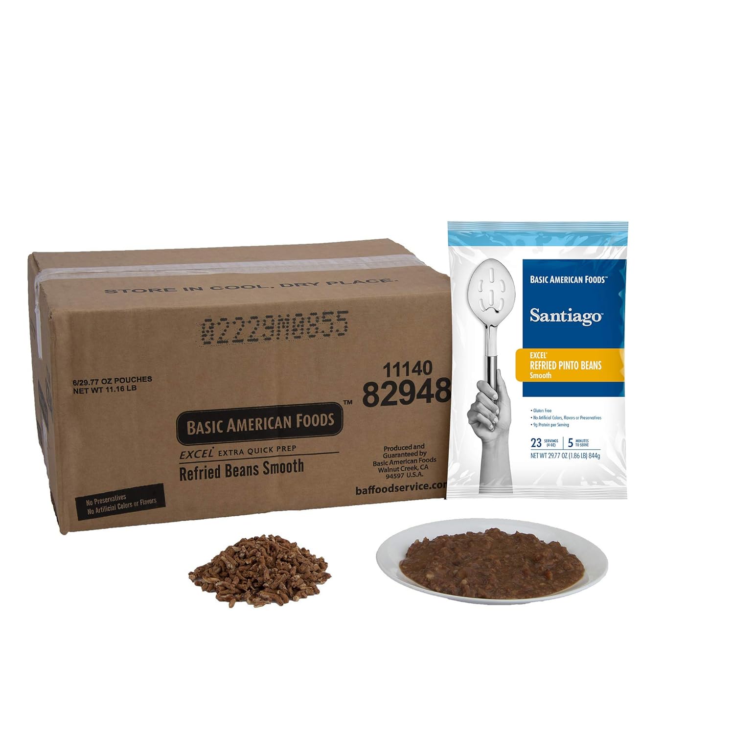 Amazon Com Basic American Foods Santiago Excel Refried Beans 29 77 Oz Pack Of 6 Large Size For Restaurant Or Food Service Grocery Gourmet Food