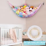 MHJY Toy Hammock for Stuffed Animals LED Light Large Corner Net view 4
