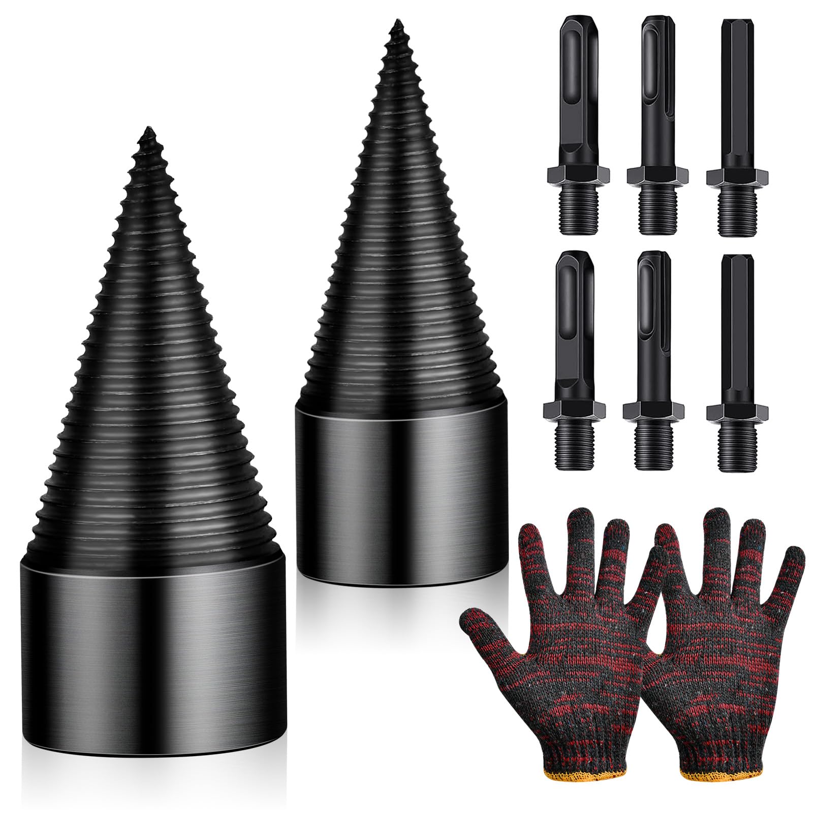 Aemygo 9 Pcs Firewood Splitter Drill Bit Set, 42mm/32mm Firewood Log ...