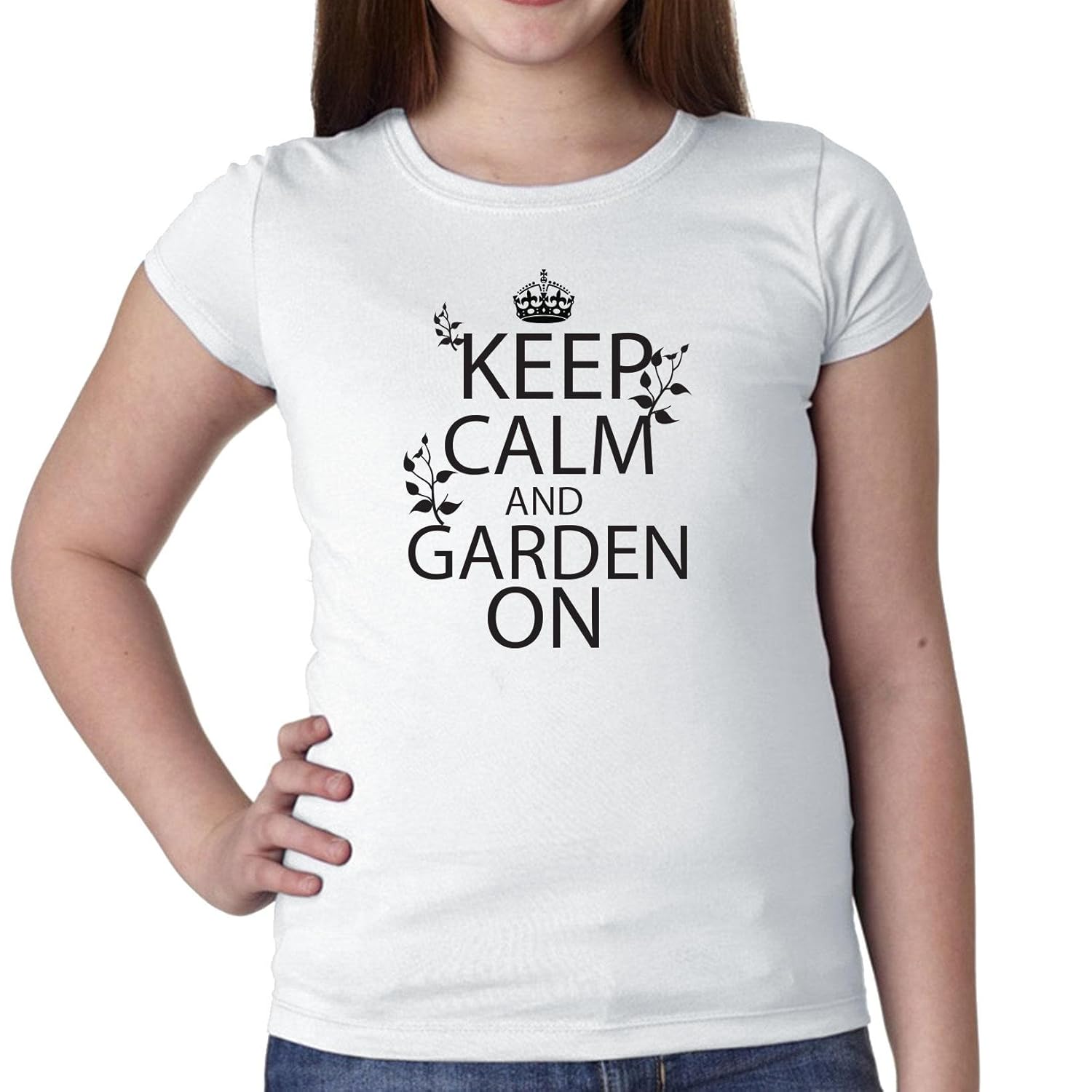Iconic Keep Calm And Garden On Gardening Girl S Cotton Youth T Shirt
