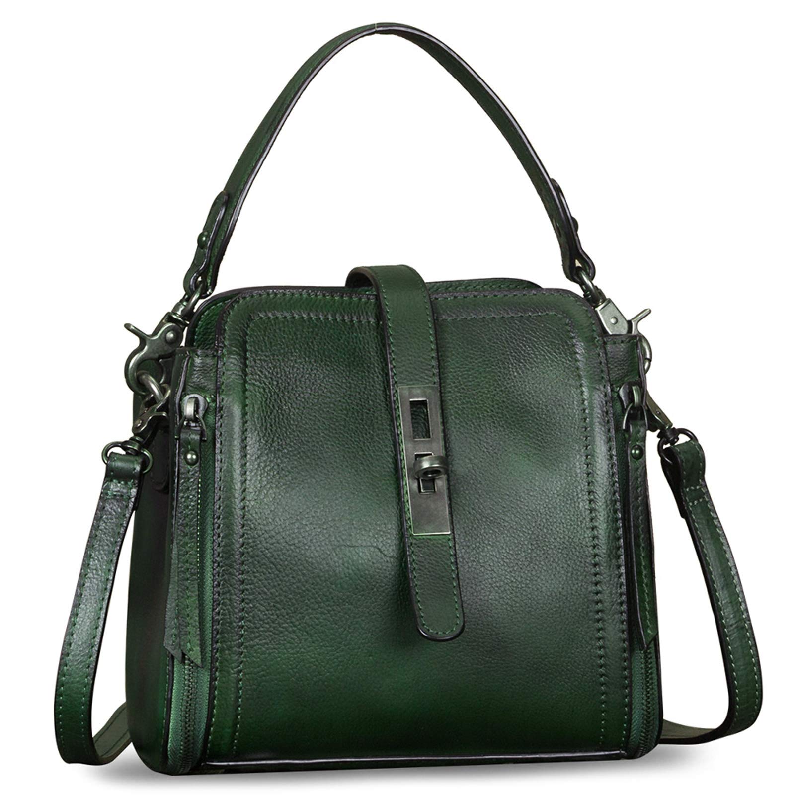 Photo 1 of Genuine Leather Crossbody Bag for Women Vintage Handmade Satchel Purse Handbag with Removable Top-Handle Strap