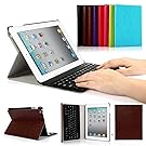 iPad 2/3/4 Keyboard Case, Symbollife Apple Bluetooth Ipad Keyboard Ultra Slim Pu Leather Folio Smart Case Stand Cover + Removable Wireless Bluetooth Keyboard with Retina Display Dark Brown