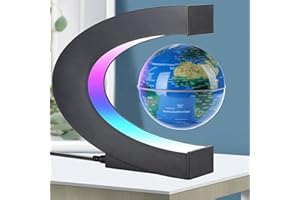 DCAUT Magnetic Levitation Floating Globe with LED Lights 3 inch Map Globe with C Shape Base for Educational Home Office Desk Bookshelf Decor, Cool Tech Gift for Business Men Father Boys (Blue)