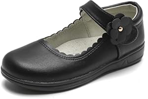 DADAWEN Girl's Magic Strap School Uniform Flats Dress Shoes (Little Kids/Big Kids)