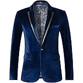 THWEI Mens Velvet Blazer Sport Coat Tuxedo Jacket for Prom Wedding Party Dinner