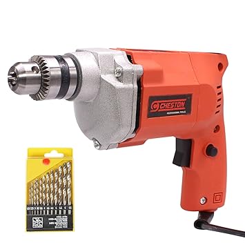 Cheston 10mm Powerful Drill Machine for Wall, Metal, Wood Drilling with 13 HSS bits for Drilling