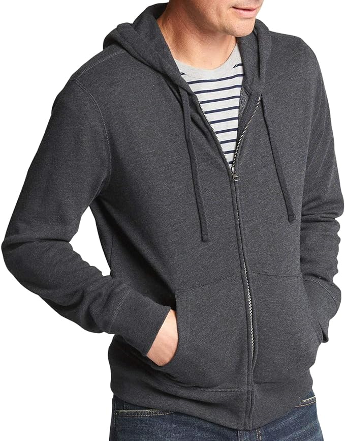 GAP Mens 848476 Soft Fleece Full Zip Hoodie Sweater Dark Charcoal Heather Grey (XX-Large) at 