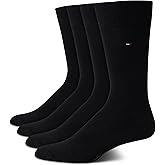 Tommy Hilfiger Mens Dress Socks - 4 Pack Lightweight Cotton Blend Everyday Crew Work Socks for Men for Casual & Formal Wear