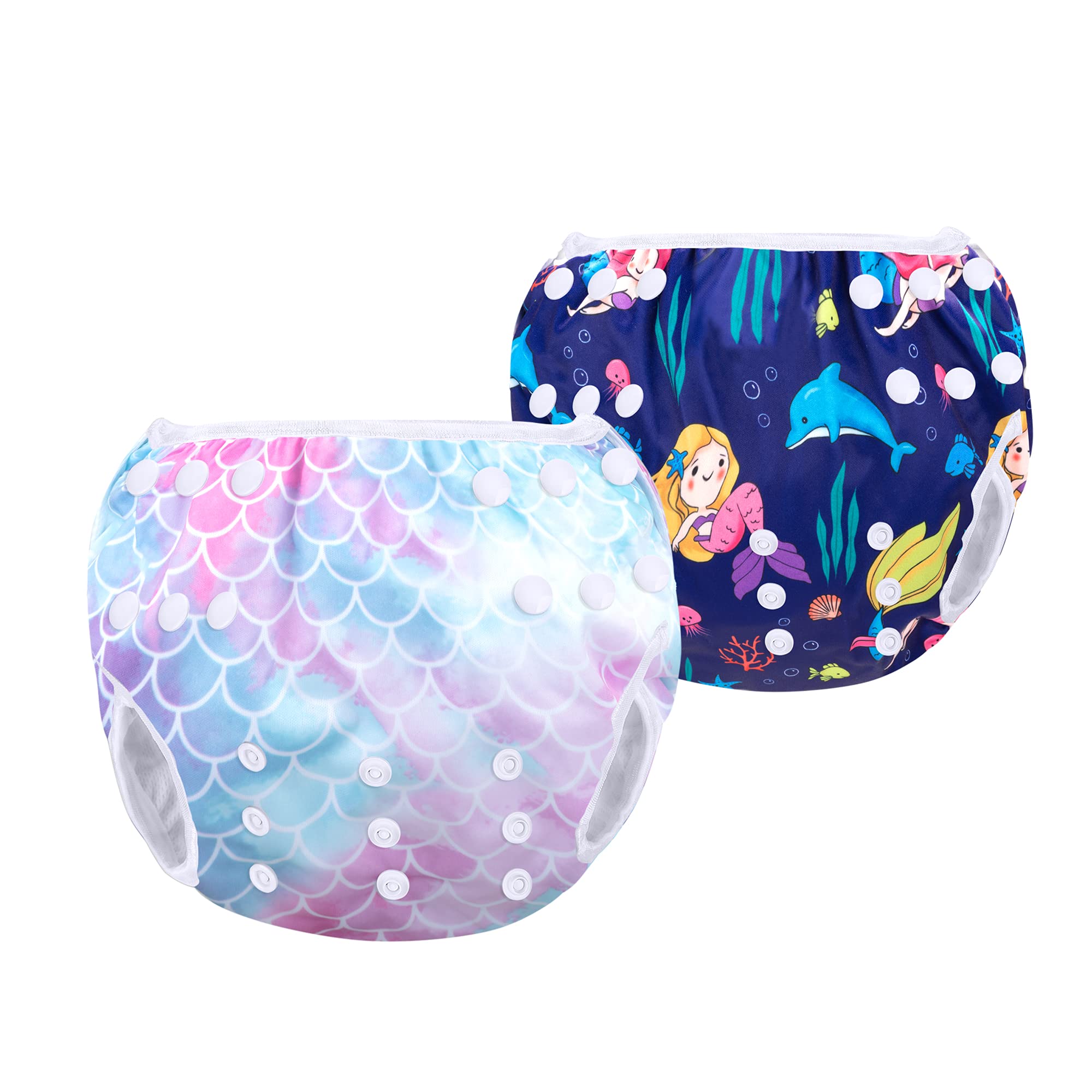 Luxja Swimming Nappy Reusable (Pack of 2), Adjustable Swim Nappies for Baby (0-3 Years)