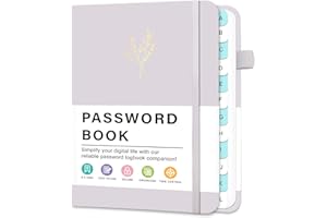 PIOOJK Simplified Password Book with Alphabetical Tabs, Hardcover Password Keeper Book for Seniors, Undated Password Notebook Organized for Website Internet Address Website Login Detail,4.3"x5.7",Purple