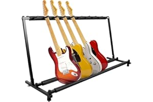 Kuyal Multi-Guitar Display Rack, Folding Stand for Band Stage, Bass & Acoustic Guitars, Black (9 Holder)