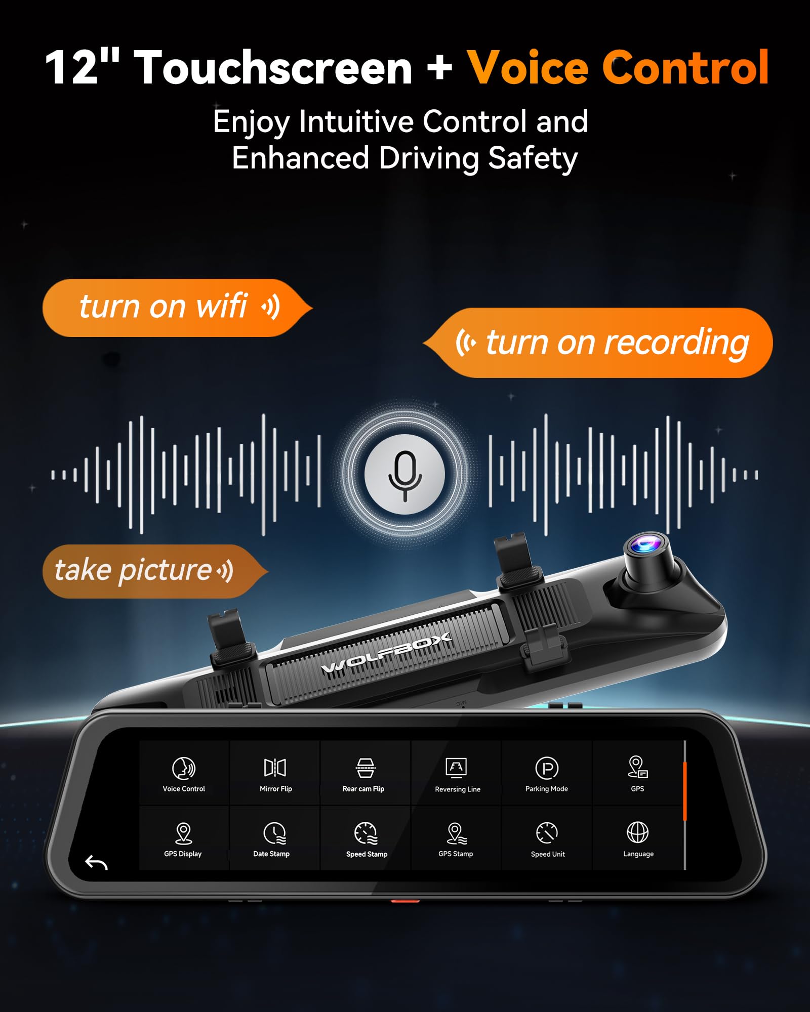 WOLFBOX G900 Tripro Bumper Version 3 Channel 4K Mirror Dash Cam, 8MP STARVIS 2 IMX678 Night Vision, 4K+2.5K+1080P Front and Rear Bumper Dash Cam, 5.8GHz WiFi, Voice Control, Includes 256GB Card & GPS