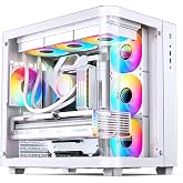 JONSBO TK-3 White One-Piece Curved Glass ATX Mid Tower Pc Case, One-Piece Curved Glass, Support BTF MB/Dual 360 AIO/ATX PSU/40Series GPU, with 10 Fan Positions, 270 Degree Side View Display,White