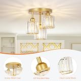 Rayofly Modern Crystal Chandeliers Ceiling Light 3-Lights Gold view 4