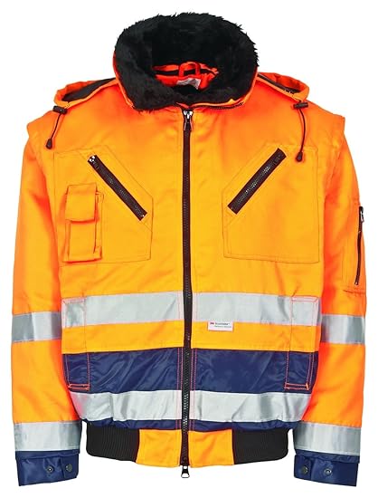 4in1 Warnschutzjacke Allgäu Herren Winter Jacke Arbeitsjacke orange marine