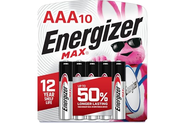 Energizer MAX AAA Batteries (10 Pack), Triple A Alkaline Batteries