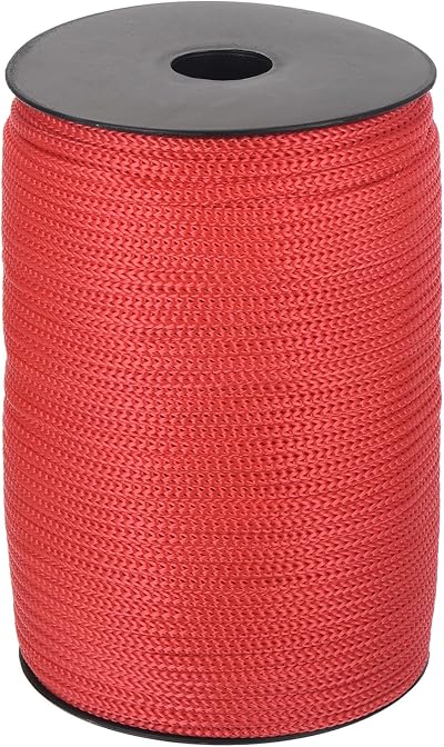 Sourcing Map 5mm Polypropylene Rope 100m Red Braided Camping Utility Cord