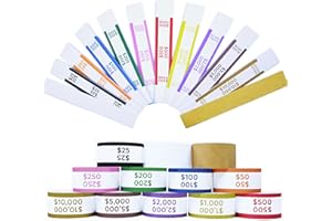 Homrelaxy 600pcs Money Bands for Cash - Self-Adhesive Money Wrappers for Bills, Currency Straps in 12 ABA Standard Colors, Ideal for Banks, Restaurants and Businesses (50 per Band)