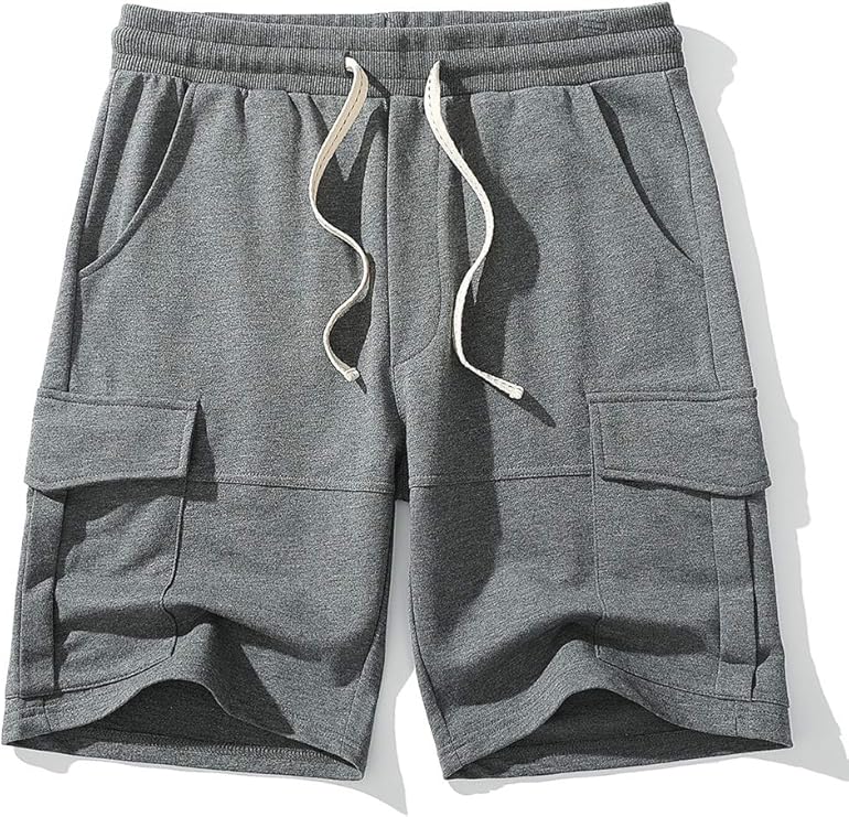 czzstance Mens Cargo Shorts Elastic Waist Drawstring Cotton Casual Outdoor Lightweight Big