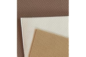 KCS 12" x 18" by 3 Pack 14CT Counted Cotton Aida Cloth Cross Stitch Fabric (Antique White +Coffee+Khaki)