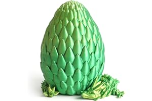 Flavery Dragon Egg - Gold Mix Green - Surprise Egg with Flexible Dragon, 3D Printed Gift, Articulated Dragon Egg Fidget Toy, Figurine Decor (12” Dragon)