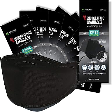 Amazon Com Pack Of Mh Care Korean Black Premium Disposable Kf94 Face Masks Adult 3 Layer Filters Breathable Comfortable Protection Protective Nose Mouth Covering Dust Mask Made In Korea Clothing
